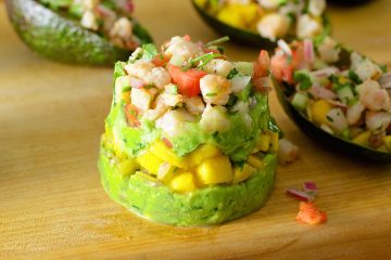 avocado shrimp ceviche stacks